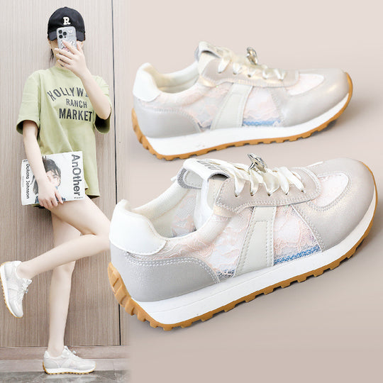 Damen sportliche Sneakers mit funkelndem Kristall und atmungsaktiver Oberfläche R&B