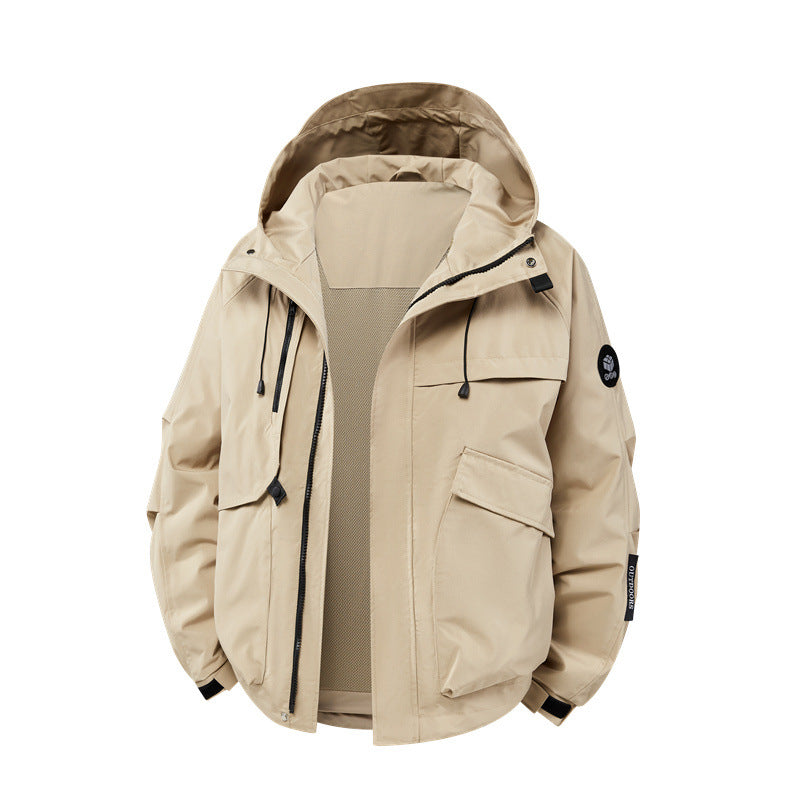 Herren technische Outdoor-Jacke mit Material und zahlreichen Reißverschlusstaschen R&B