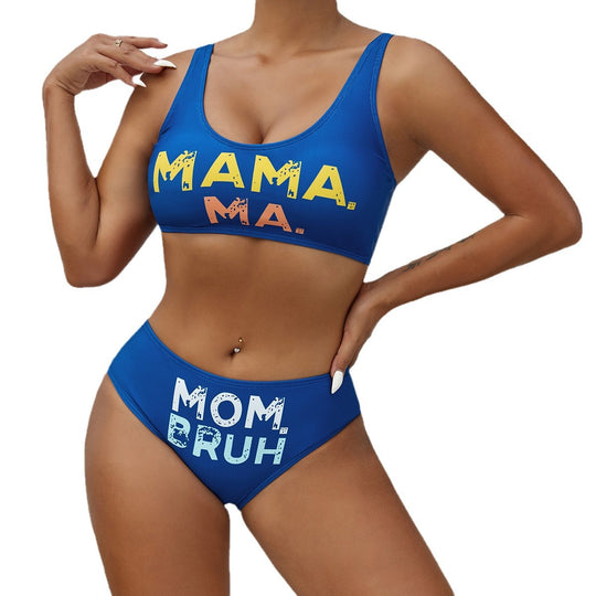 Damen sportliches Bikini-Set mit humorvollem Schriftzug R&B