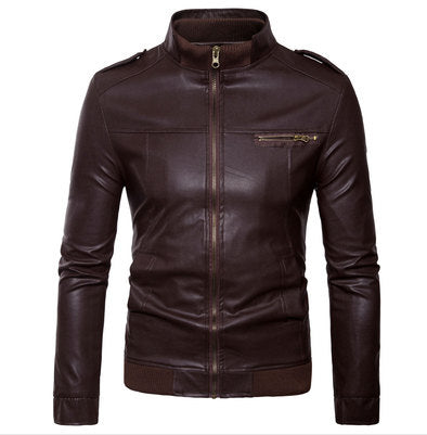 Herren Kunstleder Bikerjacke mit aufregenden Details und modernem Schnitt