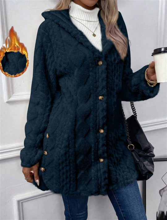 Damen Kuschelige Teddyjacke mit Knopfverschluss R&B
