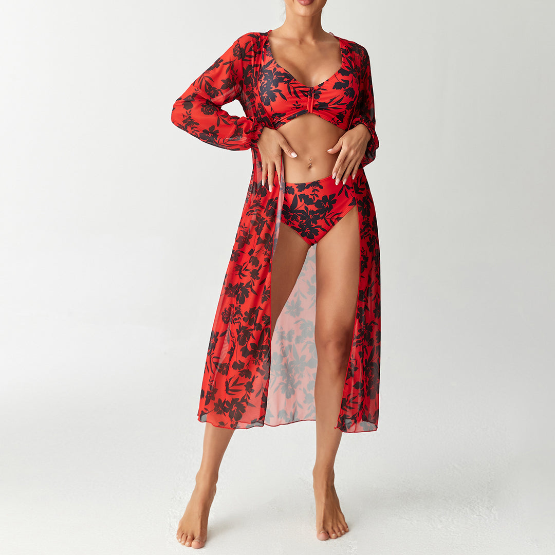 Damen Bikiniset mit transparentem Strandüberwurf R&B