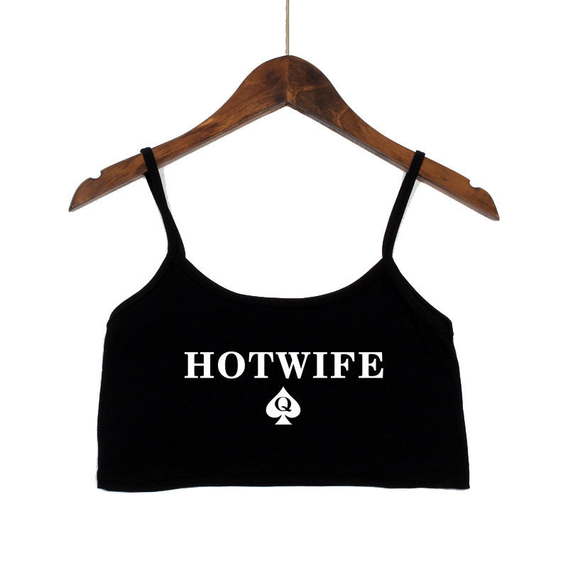 Damen Crop-Top mit modernen Schriftzügen und verstellbaren Trägern R&B