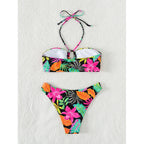 Damen Bandeau-Bikini mit floralem Design und cut-out Details R&B