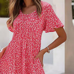 Damen lässiges Freizeitkleid mit fließendem Schnitt und Rüschensaum R&B