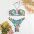 Damen Bandeau-Bikini mit verspieltem Wickeldetail und buntem Design R&B