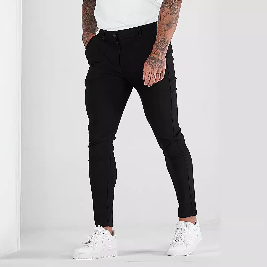 Herren eng anliegende Chinohose mit elastischem Bund und stylishem Design R&B
