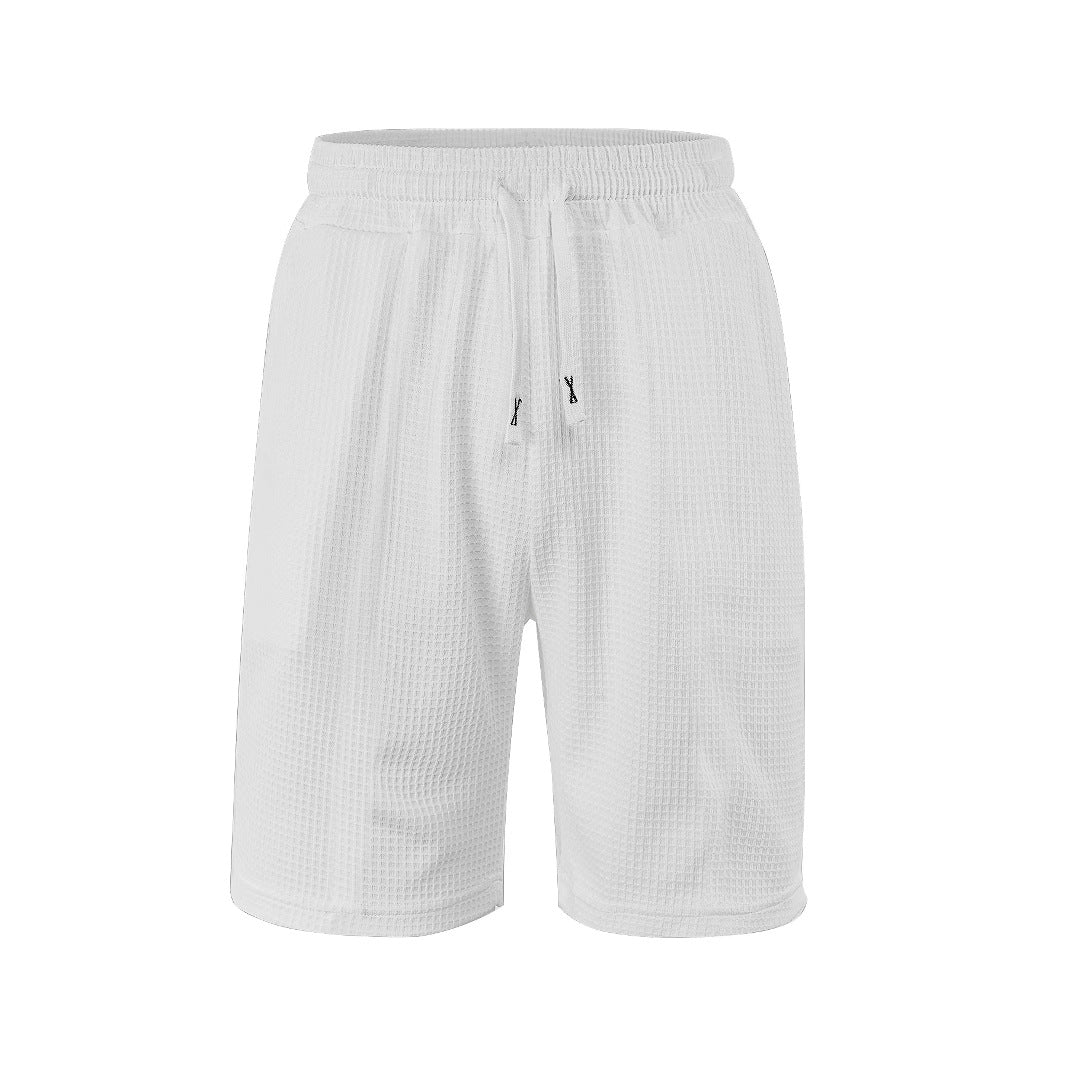 Herren nan atmungsaktive Waffel-Pyjama-Shorts mit elastischem Komfortbund, Tunnelzug und seitlichen Eingrifftaschen R&B