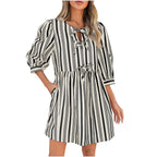Damen lässiges gestreiftes Sommerkleid mit taillierter Silhouette R&B