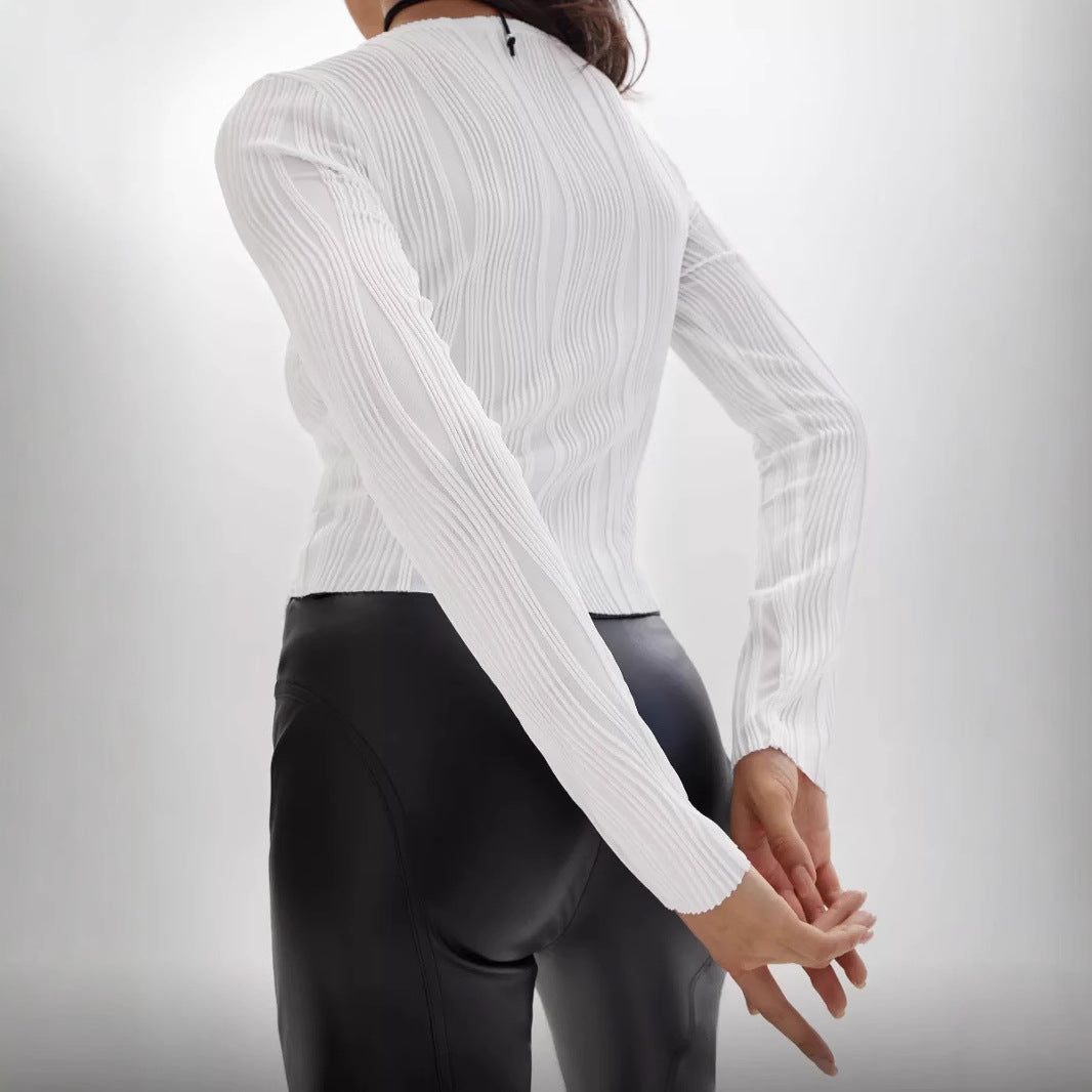 Damen Langarmshirt mit elegantem Rippenmuster R&B