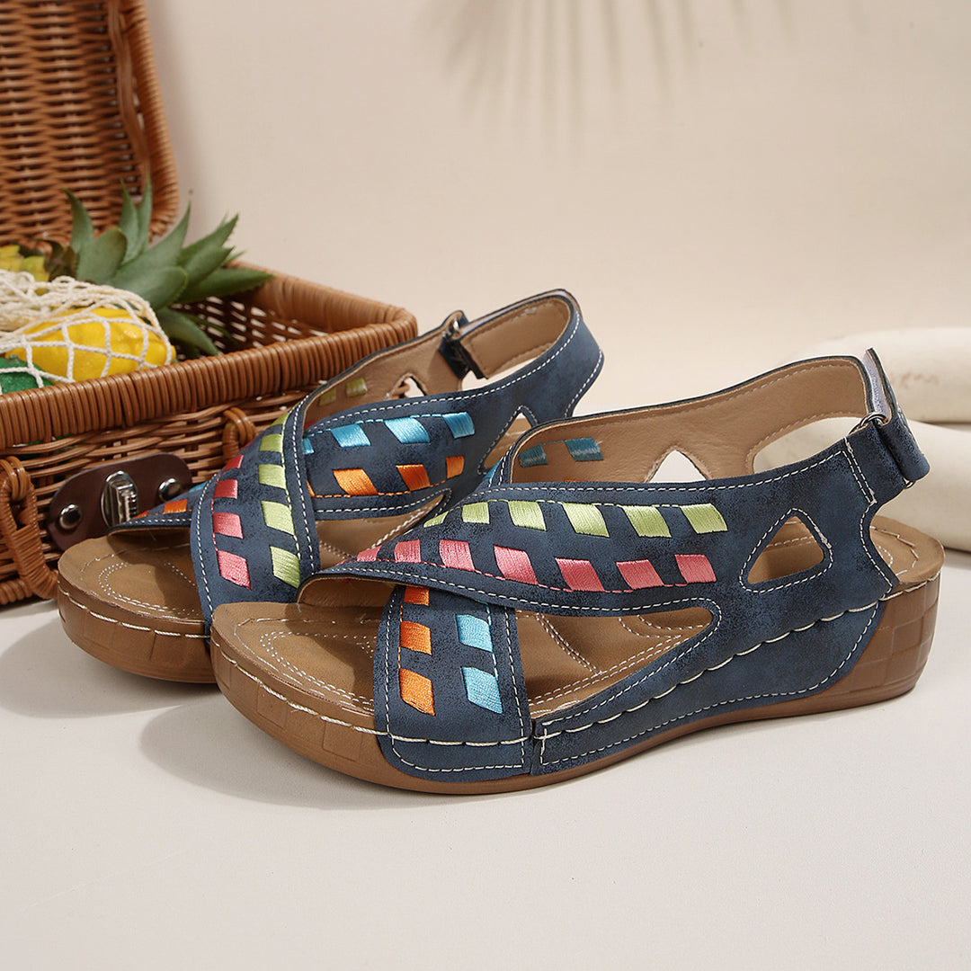 Damen offene Freizeit-Sandalen mit kunstvollem Flechtmuster R&B