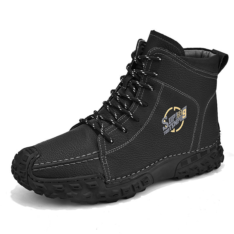 Damen robuste Schnürboots aus Kunstleder mit rutschfester Profilsohle R&B
