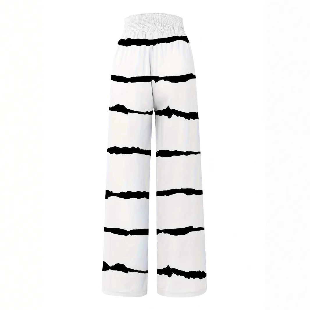 Damen Luftige Sommerhose mit seitlichen Taschen und modischem Streifenmuster R&B