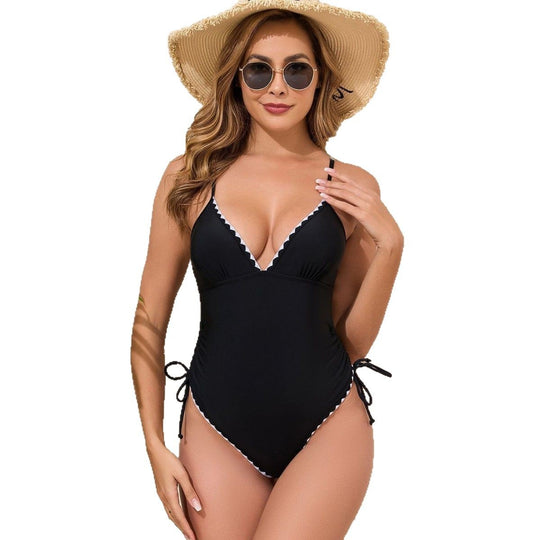 Damen Eleganter Einteiler Badeanzug mit raffinierter Rüschenverzierung R&B