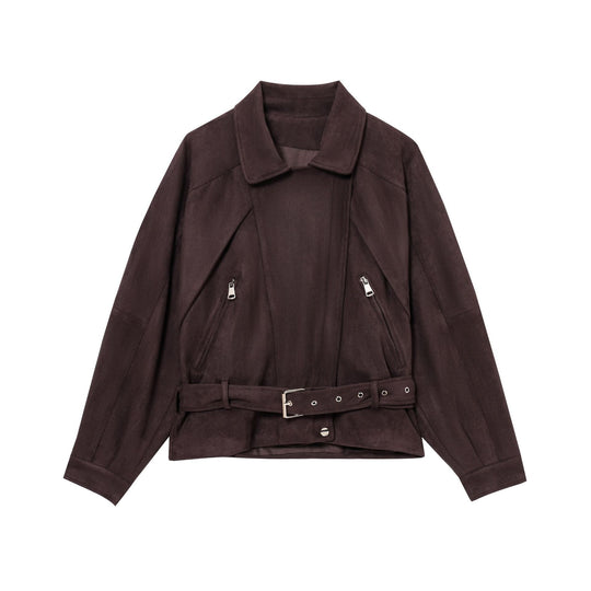 Damen modische Jacke mit weitem Schnitt aus Wildleder R&B