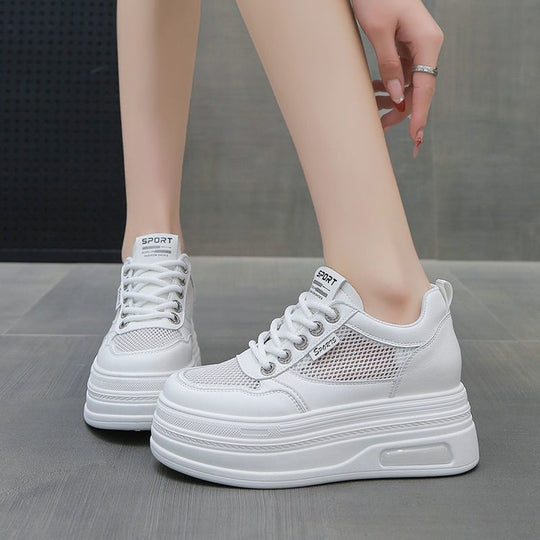 Damen Sportliche Plateau Sneakers mit atmungsaktiver Mesh-Oberfläche und schockabsorbierender Sohle R&B