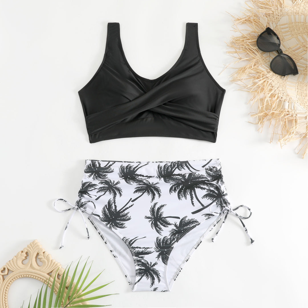 Damen Bikini-Set mit schickem Wickeloberteil und hoch taillierten Höschen R&B