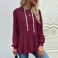 Damen lässiger Hoodie mit Rüschendetail und Kordelzug R&B