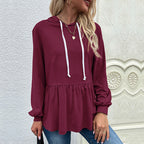 Damen lässiger Hoodie mit Rüschendetail und Kordelzug R&B