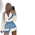 Damen modische Blazerjacke mit Rüschendetails R&B