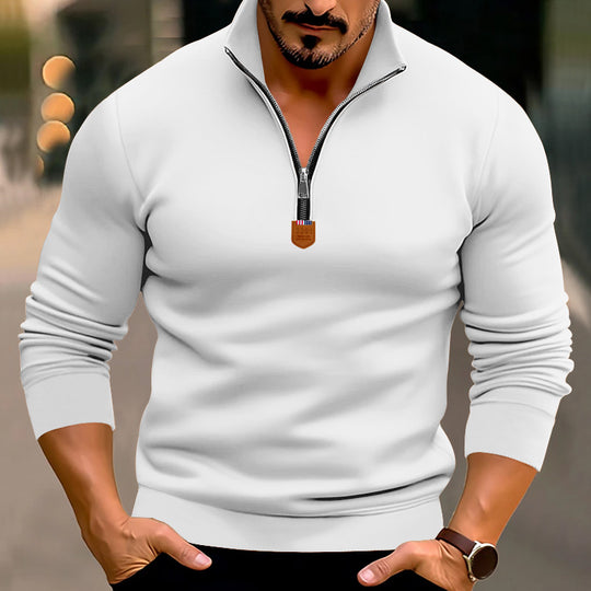 Herren nan schmal geschnittener Feinstrickpullover mit kurzem Reißverschluss, formenden Nähten und Stretchbund R&B