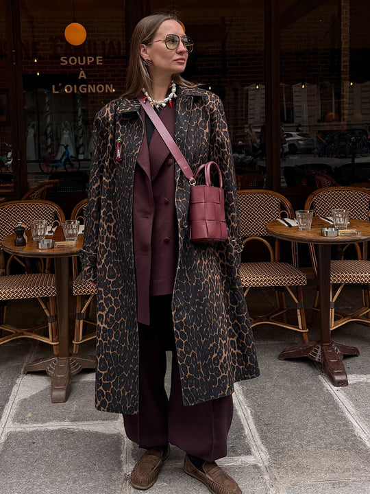 Damen Lange Tiermusterjacke R&B