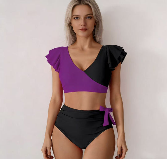 Damen Hochtailliertes Bikini-Set mit Rüschendetails R&B