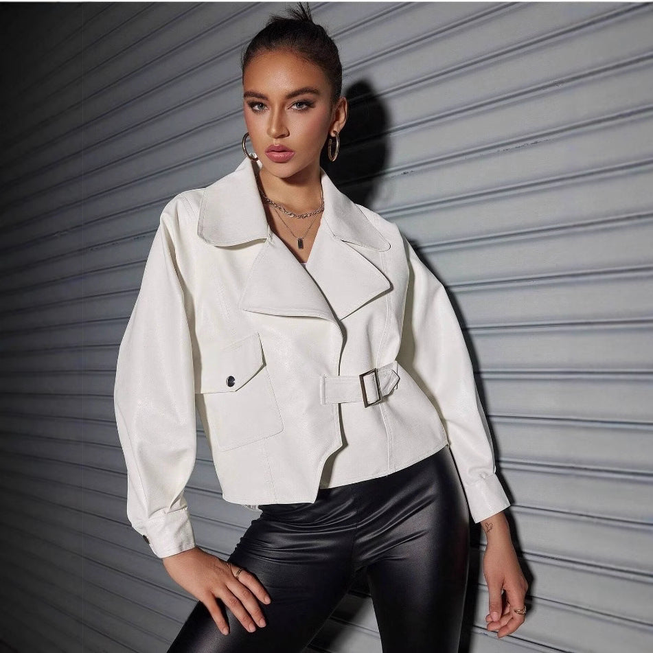 Damen Kunstlederjacke mit lässigem Oversized-Schnitt und modischen Details R&B
