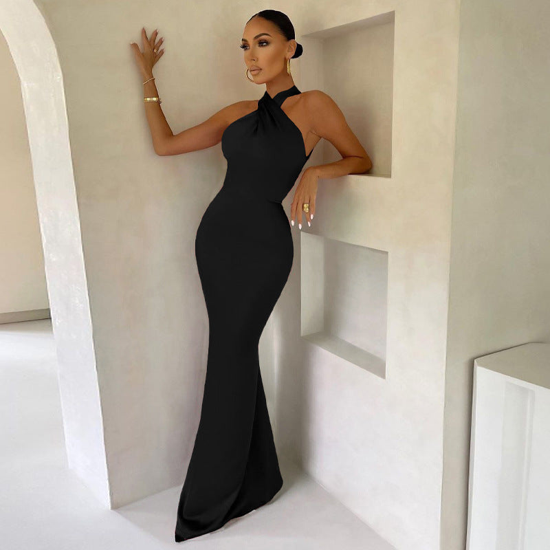 Damen Elegantes Wickelmaxikleid mit schmalen Trägern und figurbetontem Schnitt R&B