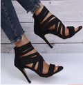 Damen Hochhackige Sandalen mit elastischen Riemen und modischem Schnitt R&B