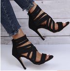Damen Hochhackige Sandalen mit elastischen Riemen und modischem Schnitt R&B
