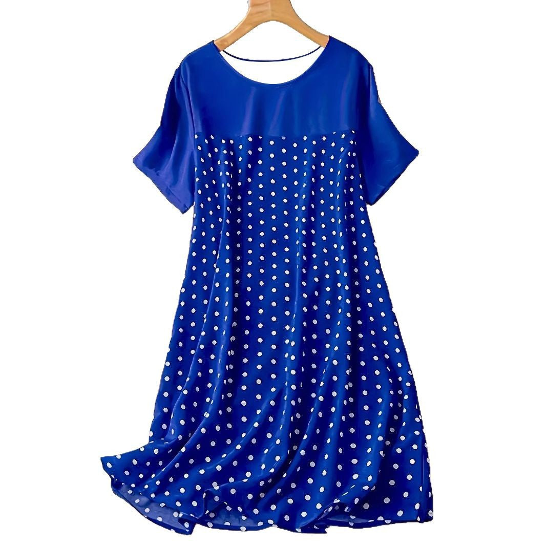 Damen Polka-Dot A-Linie Freizeitkleid R&B