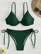Damen Triangel-Bikini mit verstellbaren Trägern und Seitenschnürungen R&B