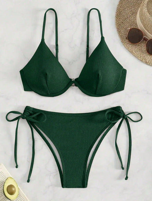 Damen Triangel-Bikini mit verstellbaren Trägern und Seitenschnürungen R&B