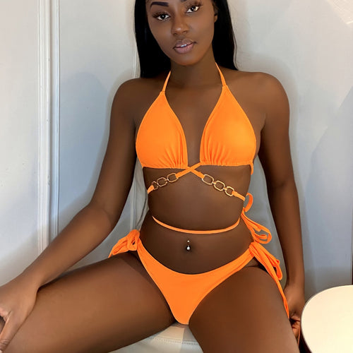 Damen Triangel-Bikini mit Kettenverzierung R&B