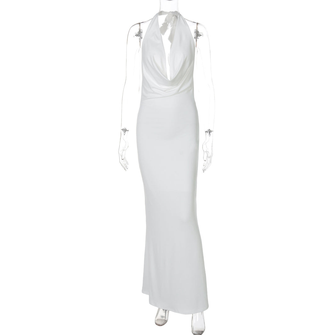 Damen Elegantes Longdress mit tiefem V-Ausschnitt und figurbetontem Schnitt R&B