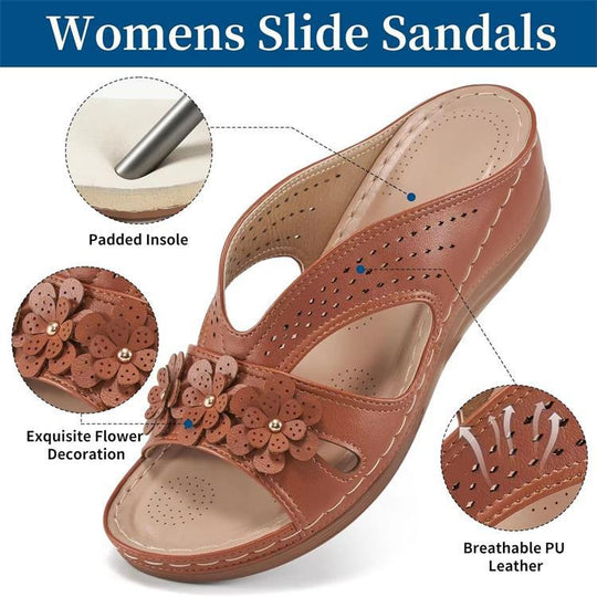 Damen komfortable Riemensandalen mit floralen Applikationen R&B
