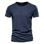 Herren nan leichtes Baumwollshirt mit Rundhalsausschnitt und schlanker Passform R&B
