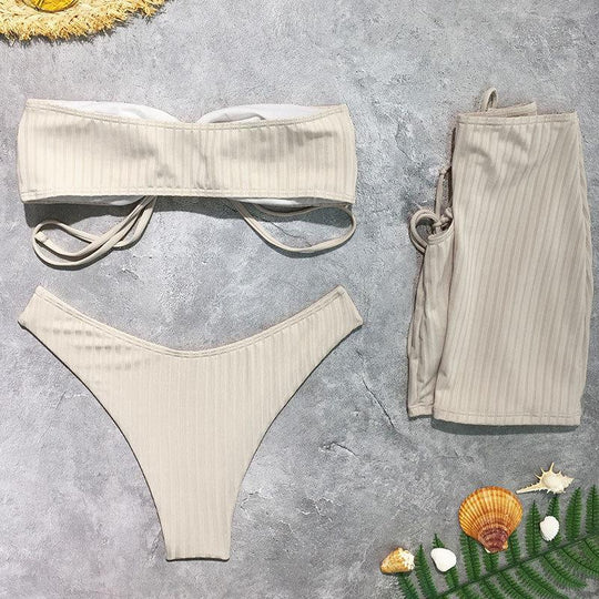 Damen Bandeau-Bikini mit Wickelrock R&B