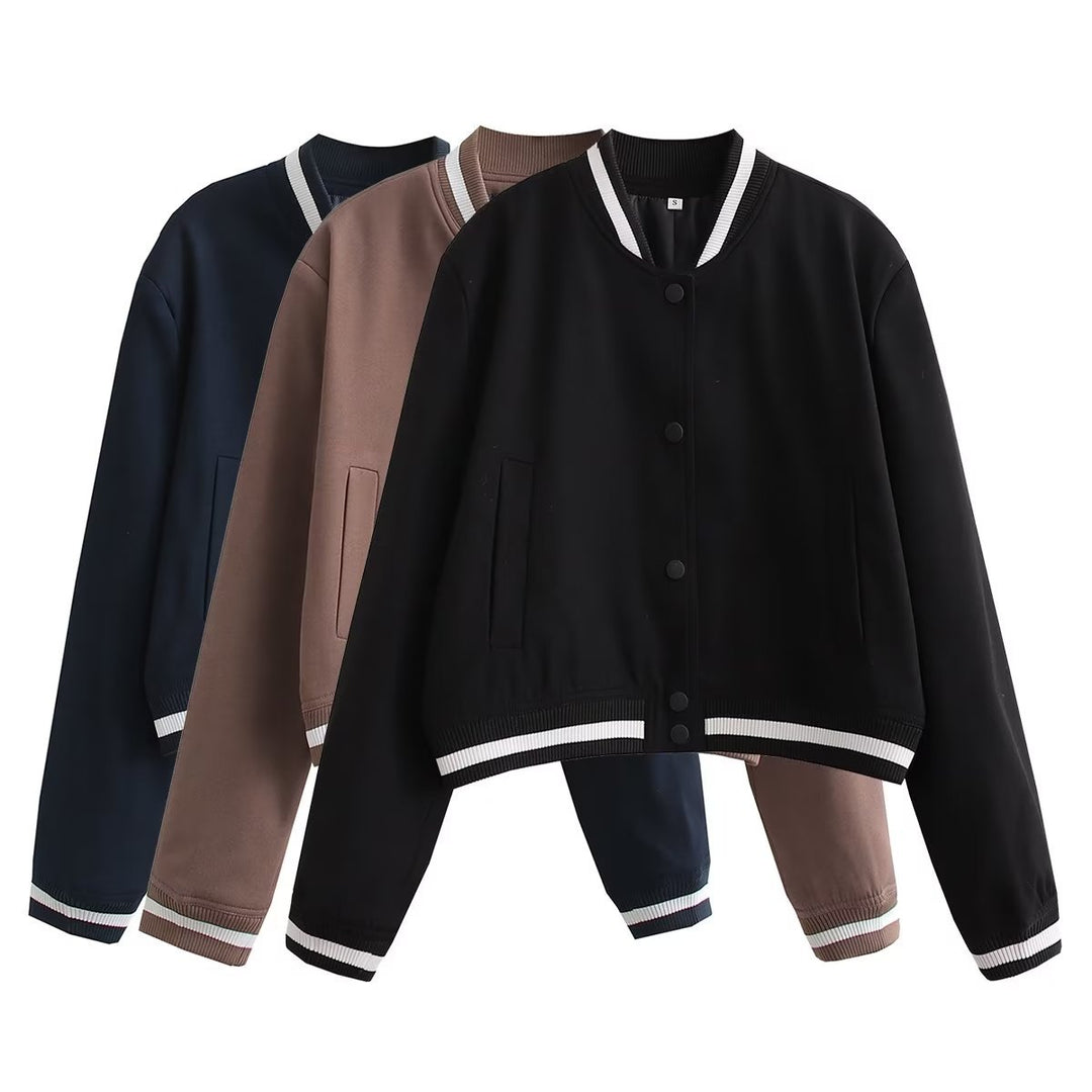Damen lässige Bomberjacke aus hochwertigem Material mit praktischen Taschen R&B