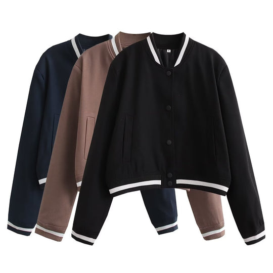 Damen lässige Bomberjacke aus hochwertigem Material mit praktischen Taschen R&B