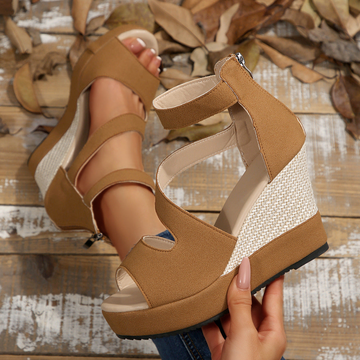 Damen Wedge-Sandaletten mit modischem Riemendesign und anatomischem Fußbett R&B