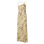 Damen Langes Etuikleid mit elegantem Muster und feinen Spaghettiträgern R&B