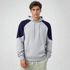 Herren sportlicher Kapuzenpullover mit geometrischen Akzenten und Kängurutasche R&B