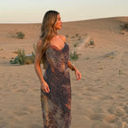 Damen Maxikleid mit verführerischem Halterneck-Design und floralem Muster R&B