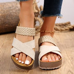 Damen Plattform-Sandalen mit geflochtenen Riemen und ergonomischer Fußbettgestaltung EB