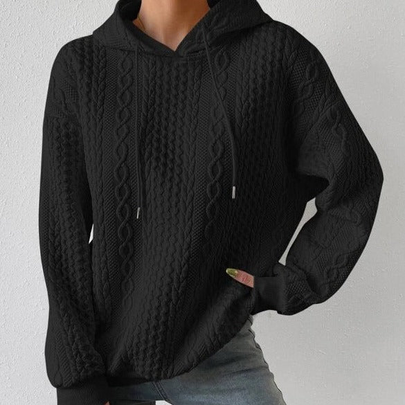 Damen Kapuzenpullover mit Kordelzug und strukturiertem Muster R&B