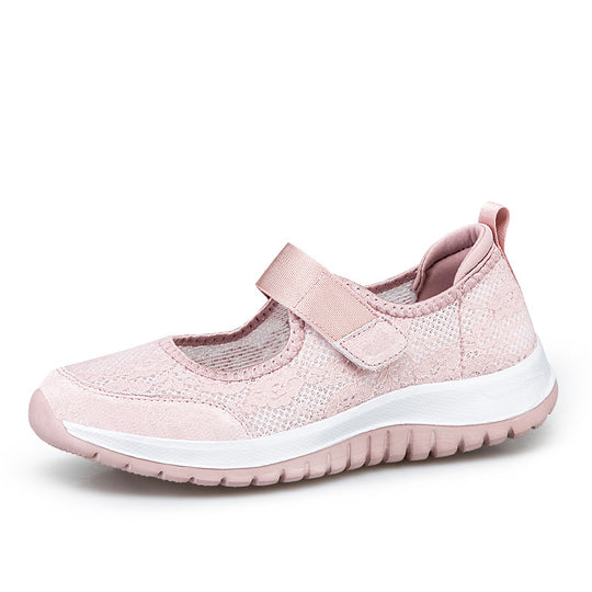 Damen Sportliche Slip-On Sneakers mit verstellbarem Klettverschluss und atmungsaktiver Netzstruktur R&B