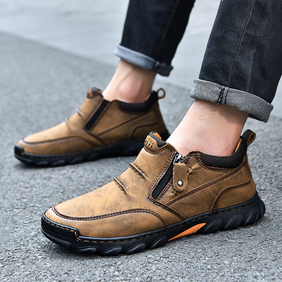 Herren Bequeme und elegante Stiefeletten mit Reißverschluss R&B