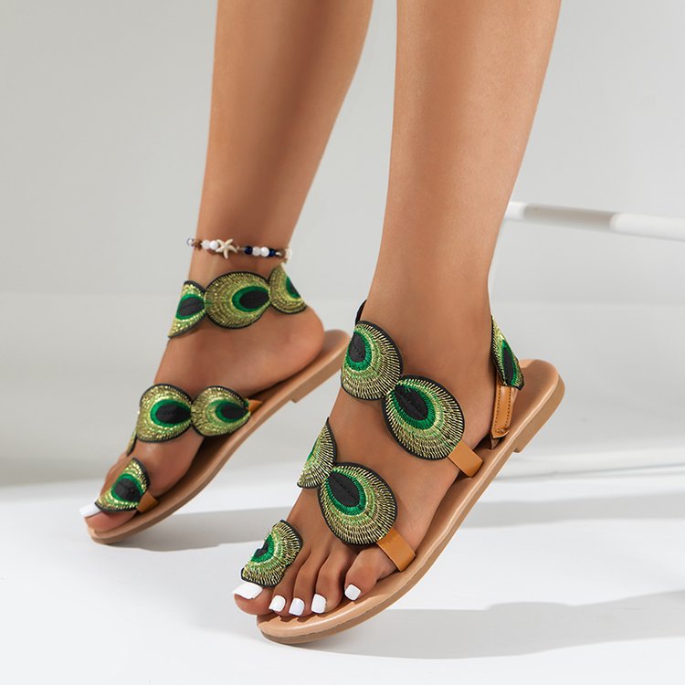 Damen Sommerliche Sandalen mit dekorativen Ösen und komfortablem Fußbett R&B